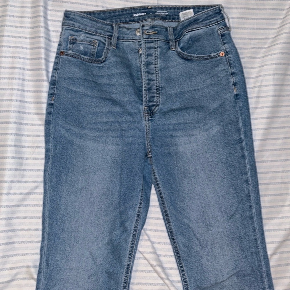 Old Navy Button Fly Extra High Wasted Kicker Boot-Cut Jeans